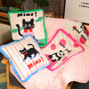 熊猫猫咪抱枕被子，两用毯子可爱动物二合一，抱枕毯车载靠枕午睡枕头