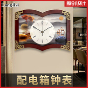 新中式电表箱装饰画带钟表客厅餐厅电闸盒配电箱遮挡现代简约挂钟