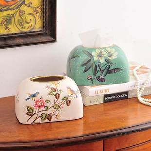 新中式陶瓷家用抽纸盒套欧式客厅餐厅装饰纸抽盒餐巾纸巾盒美式乡