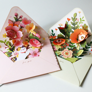 母亲节礼物信封立体烫金，花朵惊喜感谢贺卡，创意送老师祝福卡片