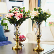 玻璃花瓶摆件餐桌客厅电视柜装饰欧式干花仿真花客厅摆饰