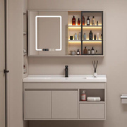 橡木浴室柜智能镜柜陶瓷一体，盆卫生间洗漱台现代轻奢洗脸池洗手池