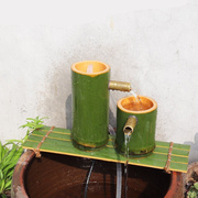 竹子流水摆件鱼缸石槽喷泉水景水缸造景水循环竹筒流水器客厅养鱼