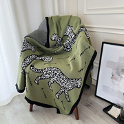 复古北欧绿色客厅单人椅子，沙发毯盖毯午睡毯子，办公室小毛毯床尾巾
