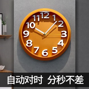 电波现代简约挂钟石英家用客厅挂墙时钟创意挂表2024网红钟表