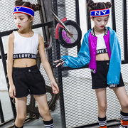 女童JAZZ韩版拼色上衣外套女孩儿童爵士服装女街舞演出服装潮秋装