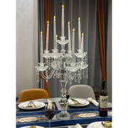 蜡烛台酒店水晶餐桌婚庆，道具玻璃九头烛台，摆件欧式浪漫宴会装饰