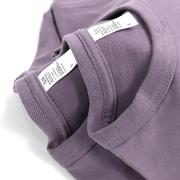 300g重磅碳素磨毛黑布林紫色短袖t恤纯棉浅紫色宽松体恤男女款TEE