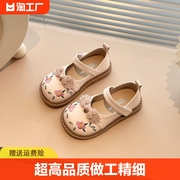 ABC ND女宝宝鞋子春季新中式小童公主鞋软底单鞋透气婴儿小皮鞋