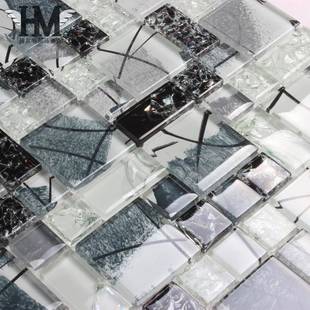 玻璃水晶冰裂马赛克手绘拼图瓷砖墙贴田园欧式客厅背景墙浴室