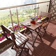 户外阳台防腐木可折叠桌椅三件套组合室外休闲实木庭院小茶几套装