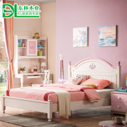 儿童床女孩公主床实木，单人床粉色1.5欧式卧室，家具儿童房组合套装