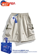 NASA工装短裤男款夏季冰丝薄款美式潮牌休闲直筒宽松五分运动裤子