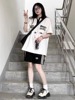 韩系少女软妹运动服套装女美式潮牌polo衫女宽松设计感短袖两件套