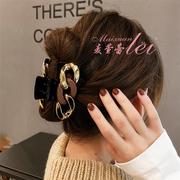 网红金属链条发夹后脑勺发卡女法式头发抓夹大号韩国优雅气质盘发