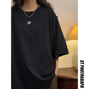 2023女模短袖T恤高品质双纱230克刺绣 蓝 TX081-P25 控39