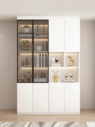 白色书柜家用现代简约收纳置物柜防尘玻璃门展示柜落地靠墙储物柜