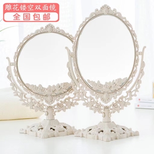 欧式台式化妆镜子，复古镜子双面书桌，梳妆镜简约大号便携公主镜子
