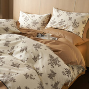 美式复古风全棉四件套，轻奢风花卉印花纯棉，被套床单款床上用品