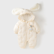 婴儿冬装衣服加绒加厚棉，衣女宝宝可爱超萌连体衣，冬季外出爬服棉袄
