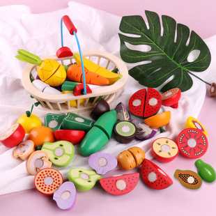 儿童切水果蔬菜玩具果蔬套装模型宝宝认知切切看厨房切切乐木质