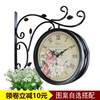 复古装饰静音欧式双面钟美式(钟，美式)个性钟表挂钟，客厅工艺术时钟两面挂表