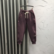 紫色加绒休闲哈伦裤女2024春夏时尚宽松洋气加厚束脚运动萝卜卫裤