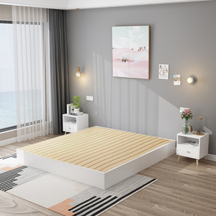 板式床现代简约双人床1.8米榻榻米床，1.5m1.2单人床出租房床架民宿