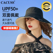 cacuss遮阳帽女大沿帽双面戴渔夫帽，防紫外防晒帽子女日本uv太阳帽