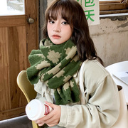 2022韩版复古花朵毛线，围巾女冬季学生百搭长款加厚保暖围脖潮
