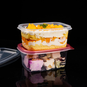 500ml709ml一次性餐盒透明塑料带盖打包外卖盒，水果捞盒子千层甜品