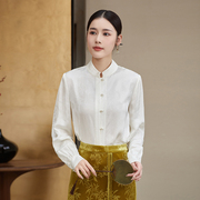 新中式白衬衫女上衣刺绣，盘扣马面裙搭配复古中式女装国风2024