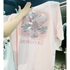 欧洲站夏季圆领刺绣花朵韩版宽松中长款蝙蝠袖短袖T恤女潮