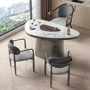 现代简约家用岩板茶桌椅组合烧水壶一体办公茶吧台阳台功夫泡茶桌