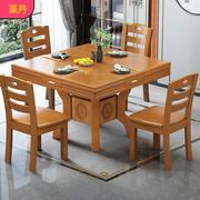 实木八仙桌方圆两用伸缩餐桌，现代简约家用小户型正方形餐桌椅组合