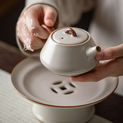 观岚复古汝窑茶壶陶瓷茶具开片可养小号功夫茶具泡茶壶单壶泡茶器