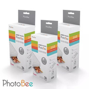 photobee便携式照片打印机，防水背胶型相纸，三盒(108张)