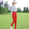 春夏zg-6高尔夫女装球服装女白色，条纹显瘦t恤上衣红色弹力长裤子