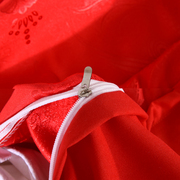 婚庆大红色提花n被套单件贡缎结婚被罩龙凤单人1.5双人两米加