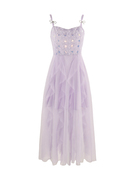BL2021年女装夏季裙子长款甜美超仙网纱仙气飘飘紫色吊带连衣