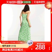 香港直邮潮奢 ASOS 女士设计吊带褶皱胸部绿色白色花朵中长连衣裙