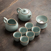 哥窑茶具套装冰裂家用茶壶，整套汝窑釉日式开片茶杯陶瓷功夫茶