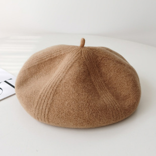 高品质澳洲羊毛呢贝雷帽，女韩版纯色复古大头围，画家帽显脸小南瓜帽