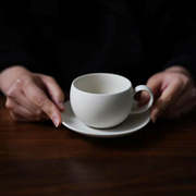 秋野家景德镇手作咖啡杯碟日式小众设计风纯色手握拉花杯下午茶