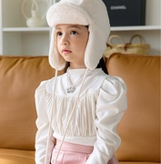 2023冬款韩国童装berry中大童，公主高领白色淑女打底衫t恤