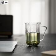 喝茶专用绿茶杯高级泡茶水杯女士，花茶玻璃杯带把手耐高温杯子