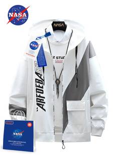 NASA秋季外套男士薄款卫衣冬季开衫夹克青少年学生加绒上衣服