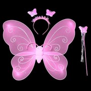 小公主天使蝴蝶翅膀三件套儿童演出服装道具仙女棒表演翅膀