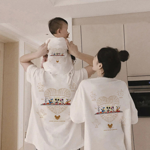 童装2024年姐弟亲子装母女装，一家三口父子短袖t恤韩版母子装