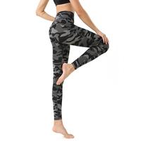 跨境瑜伽裤女欧美高腰紧身提臀运动健身裤，迷彩印花瑜伽服